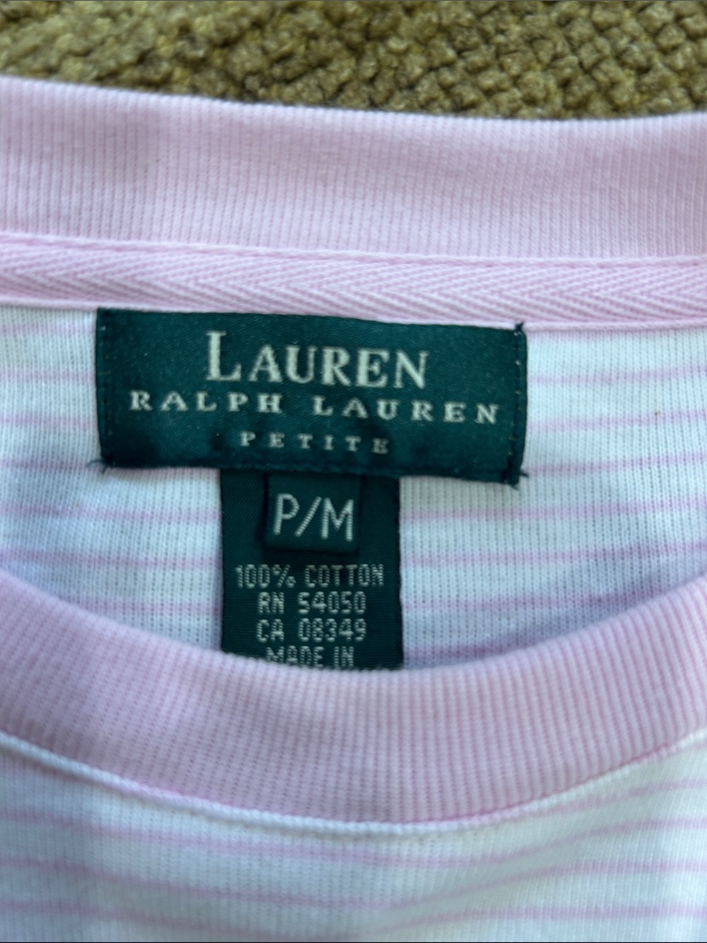 Lauren Ralph Lauren Light Pink Striped Crewneck Tee